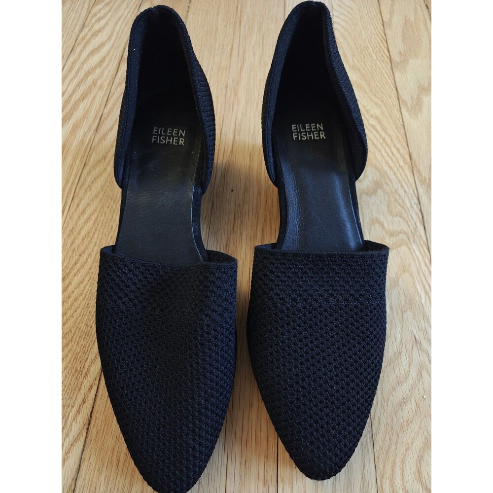 Eileen Fisher Lily D'Orsay Pumps Women’s 9 Black Vero Cuoio Block Heel Slip On